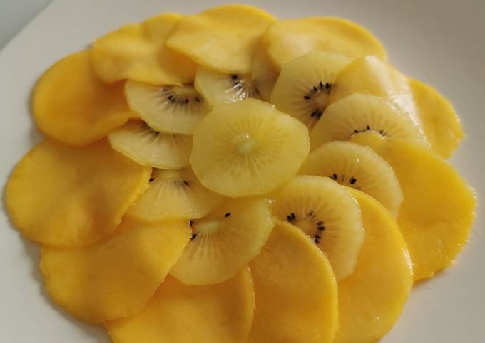 Fleur de carpaccio mangue, kiwi gold