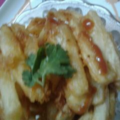 Chilie garlic french fries A picture of Chilie garlic french fries.