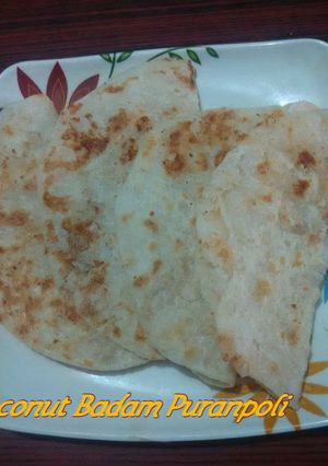 A picture of Coconut Badam Puranpoli.