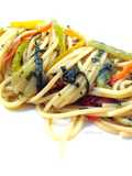 Spaghetti con cime di catalogna e mini peperoni