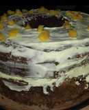Torta 1, 2, 3, 4 con chocolate, crema & durazno 🍑🍫