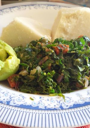 A picture of Ugali, Greens, Avocado Combo.