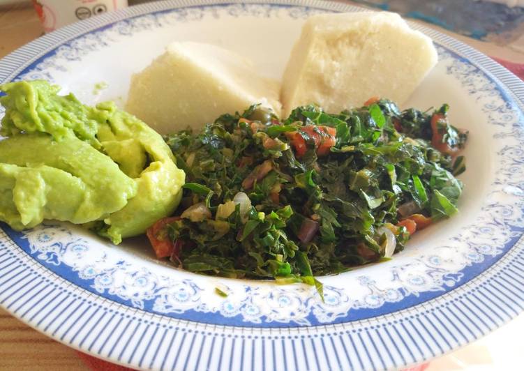 Ugali, Greens, Avocado Combo