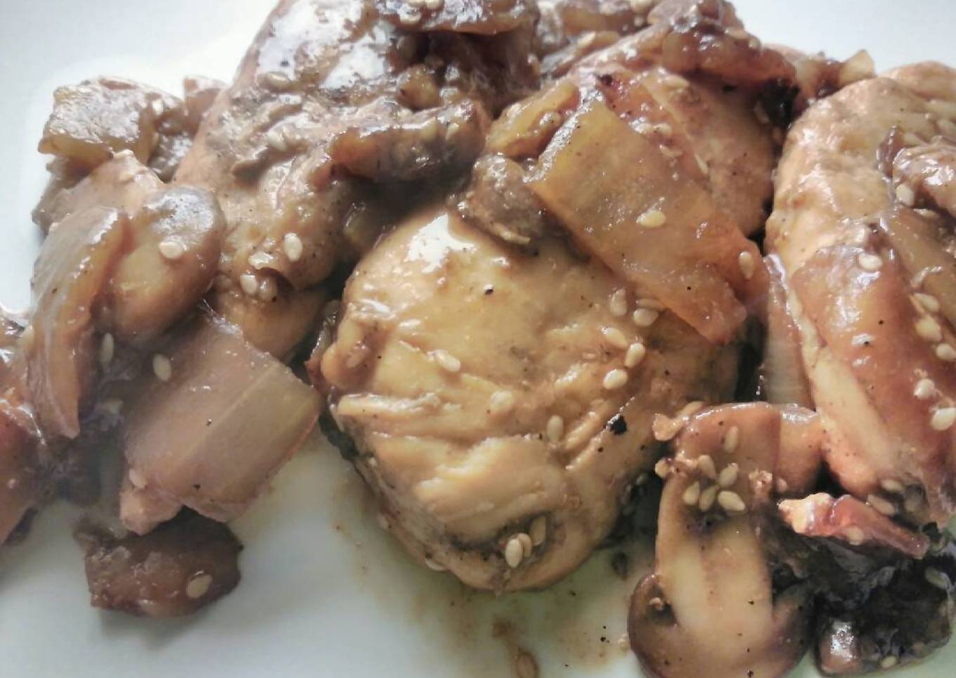 Pechugas al teriyaki y arroz