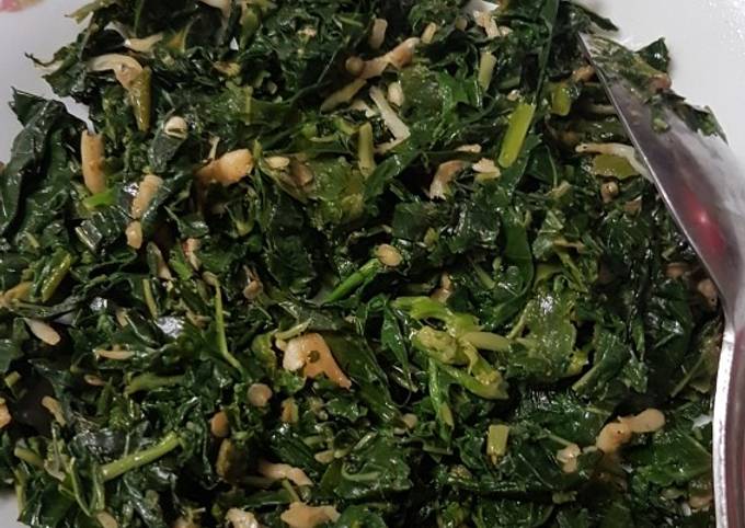 Resep Tumis daun singkong teri medan Anti Gagal