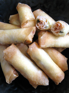 A picture of Smoked Salmon & Cream Cheese Spring Rolls.