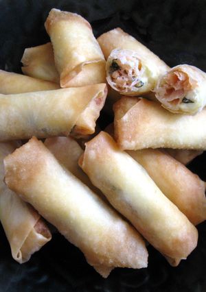 A picture of Smoked Salmon & Cream Cheese Spring Rolls.