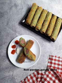Foto resep Roti pandan gulung sosis