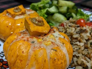 Mini Abóboras recheadas com creme de milho (vegano)