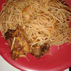 A picture of Shredded carrot spag.