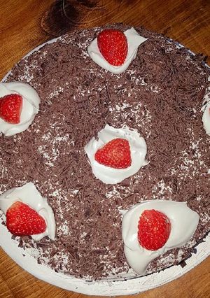 A picture of Black forest cake.