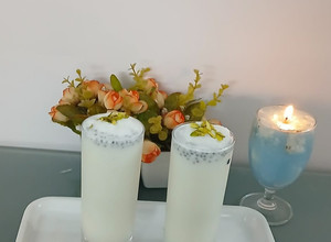 A picture of Makhana almond sabza milk shake.