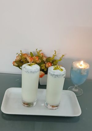 A picture of Makhana almond sabza milk shake.