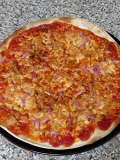 Foto principal de Pizza de atún, bacon y champiñones, Sin Gluten