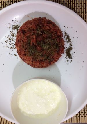 A picture of Beetroot brown Chanarice with curds Satvik.