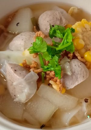 รูปของ ก๋วยเตี๋ยวน้ำลูกชิ้น(เจ)
