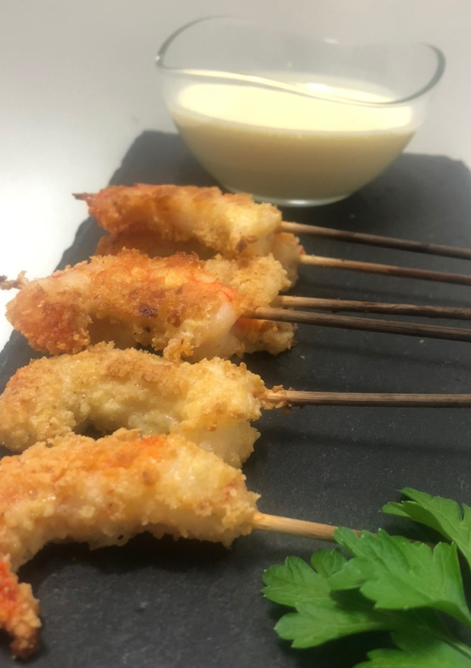 Una foto de Crujiente de gambones con ajonesa saludable