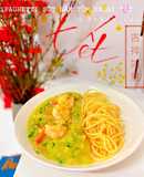 Spaghetti (mì ý) sốt nấm tôm khoai tây