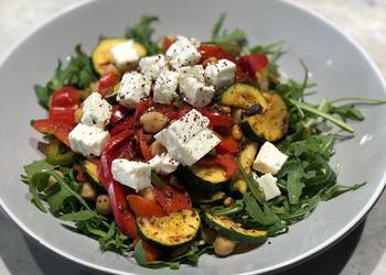 How to Prepare Perfect Mediterranean chickpea feta and grilled vegetable salad