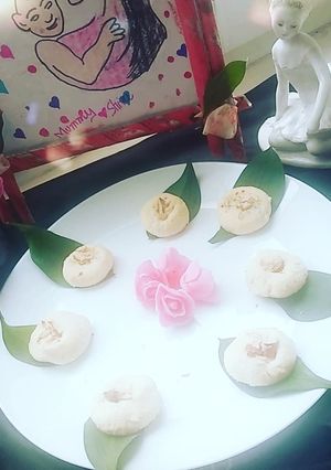 A picture of Paneer malai peda instant cooking for navratri bhog.