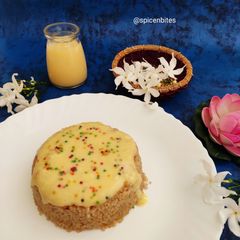 A picture of Broken wheat cake with pineapple custard.