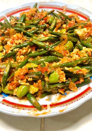 Foto resep Tumis Pete Kacang panjang Teri Telur Pedas