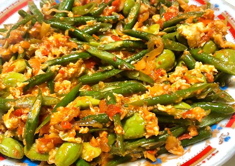 Tumis Pete Kacang panjang Teri Telur Pedas