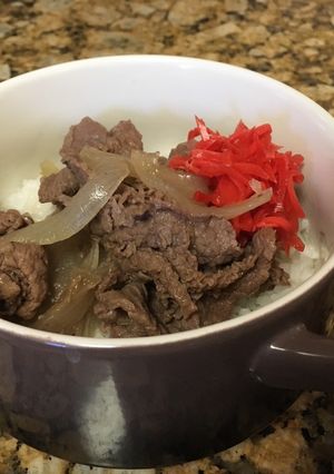A picture of Copycat Yoshinoya beef bowl.