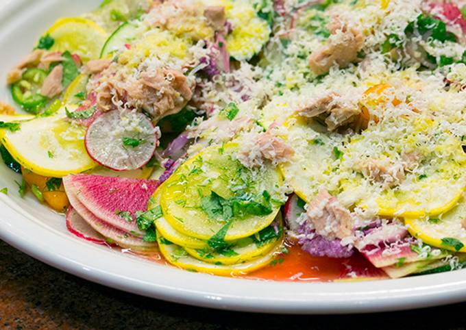 Recipe of Quick Squash Salad with Radishes and Tuna