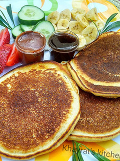 A picture of Fluffy vanilla healthy pancakes.