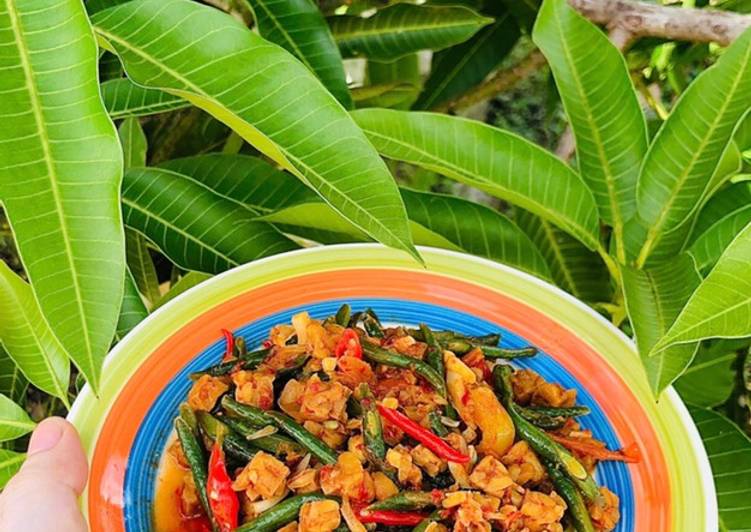 Oseng kacang tempe pedas manis