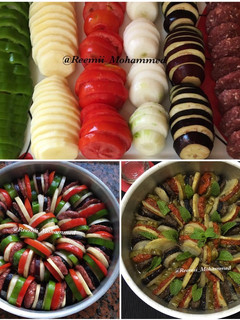 صورة لوصفة كباب وخضار بالفرن
