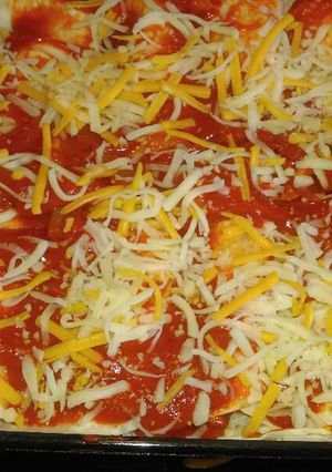 A picture of Mandys chicken enchiladas.