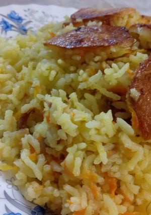 عکسی از دستور هویج پلو با گوشت بلدرچین💛