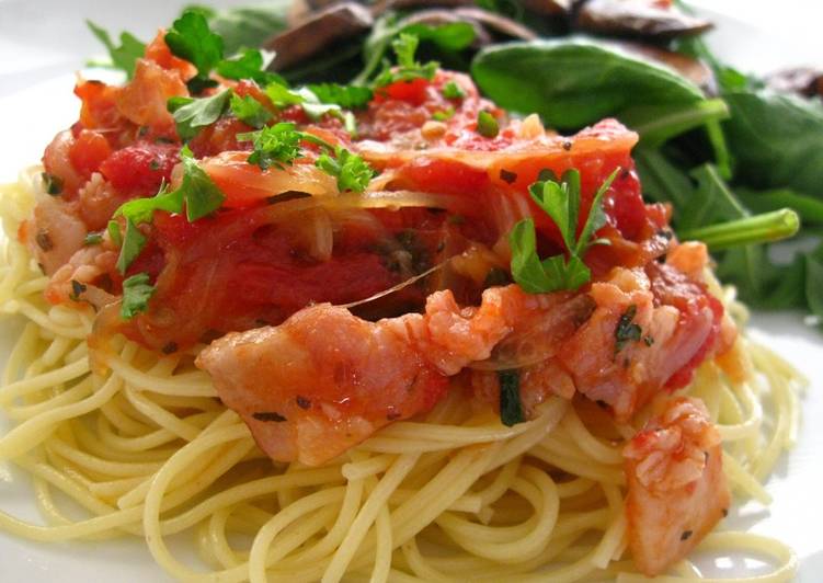 Recipe of Any-night-of-the-week 20 Minute Pasta w/ Bacon Tomato Sauce for 2