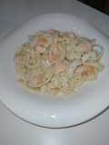 Pâtes aux scampis et calamars, sauce au Boursin