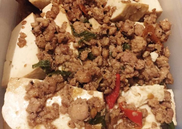 Steam tofu ayam cincang