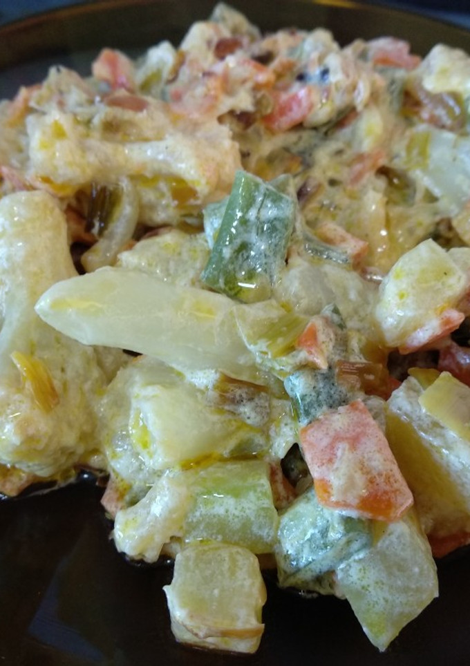 Una foto de Revuelto de verduras con nata
