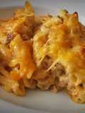 Macarrones con carne picada y bechamel, gratinados en el horno