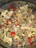 Exquisita ensalada de arroz frío