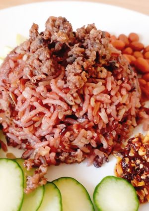 รูปของ ข้าวอบหนำเลี๊ยบในหม้อหุงข้าว Baked Salted Black Olive Pork Rice