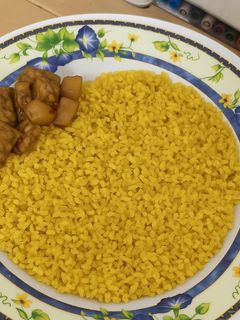 Foto resep Nasi kuning, oseng kentang dan tempe
