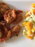 Camarones al jengibre y ensalada de mango