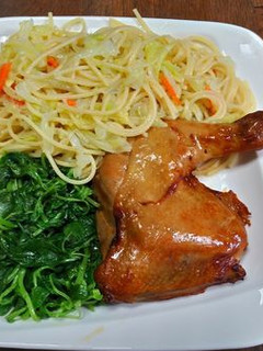 蜜汁燒烤雞腿餐 的食譜成品照片