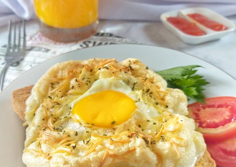 Egg On a Cloud with Cheddar and Parsley