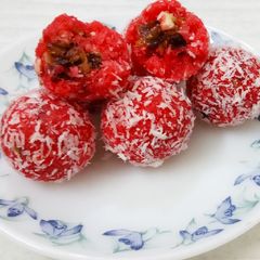 A picture of Coconut Rose Laddoo.