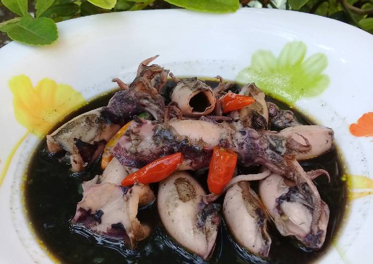 Langkah mengolah Cumi Bumbu Hitam, Enak Banget