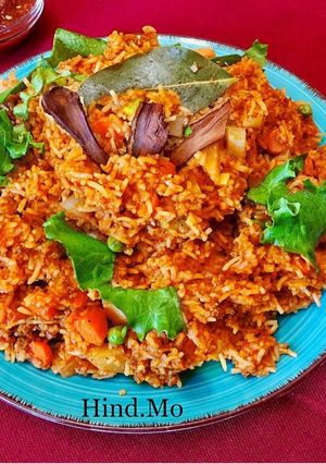 A picture of Ground Beef Kabsa with Vegetables.