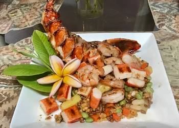 How to Cook Yummy Grilled seafood with a tropical blend of high protein veggies