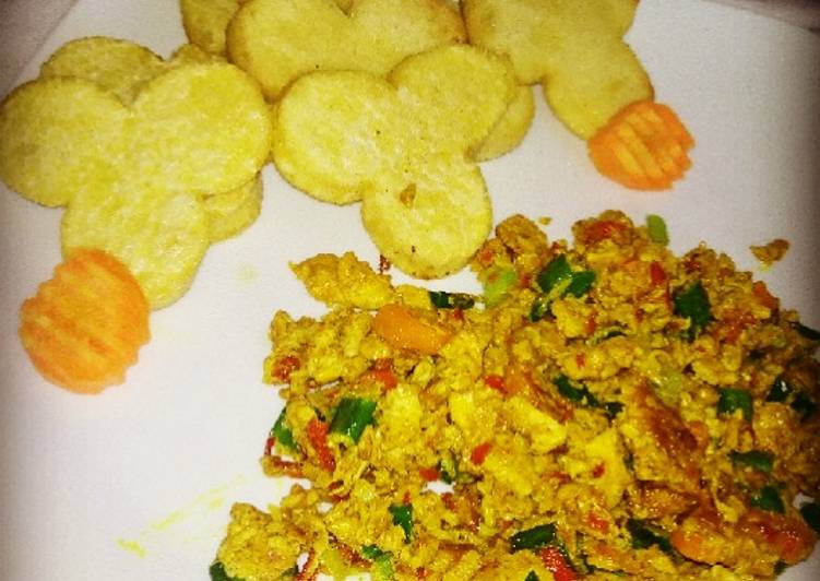 Recipe of Homemade Fried yam with scramble egg sauce Cooking Basics for Beginners
